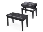 Yaheetech Black Wood Leather Piano Bench Padded Double Duet Keyboard Seat Throne Storage