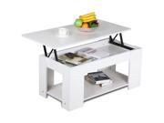 Yaheetech Lift Up Top Coffee Table with Storage Shelf Modern Occasional Table White