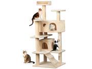 Yaheetech 52 Cat Tree Tower Condo Furniture Scratch Post Kitty Pet House Play Beige