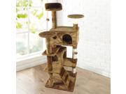 Yaheetech 52 Indoor Cat Tree Tower Cat Scratching Post Activity Centre for Large Slim Cats House with Bed Brown