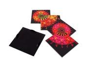 Classic Mothers Day Gift Set of 4 Acrylic Drink Coasters with Square Holder Vibrantly Printed Indian Folk Warli Art Barware Kitchen Table Dining Accessories