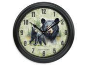 American Expedition 11.5in Diameter Clock Black Bear