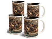 American Expedition Collage Coffee Mugs Moose 4 Set
