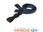 100 x Dark Blue Breakaway Lanyards with Plastic J Clip for ID Cards and Badges