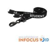 100 x Black Student Lanyards with Plastic J Clip for ID Cards Badges