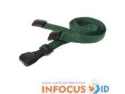 100 x Dark Green Breakaway Lanyards with Plastic J Clip for ID Cards and Badges