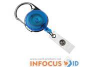 50 x Blue Carabineer Card Reel with Strap Clip for ID Cards Badges