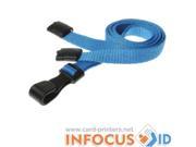 100 x Light Blue Breakaway Lanyards with Plastic J Clip for ID Cards and Badges