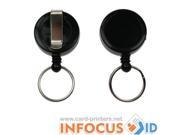 50 x Black Card Reel with Key Ring for ID Cards Badges