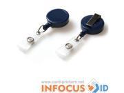 50 x Dark Blue Card Reel with Reinforced Strap Clip for ID Cards Badges