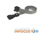 100 x Grey Breakaway Lanyards with Plastic J Clip for ID Cards and Badges