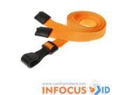 100 x Orange Breakaway Lanyards with Plastic J Clip for ID Cards and Badges