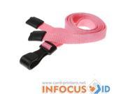 100 x Pink Breakaway Lanyards with Plastic J Clip for ID Cards and Badges