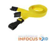 100 x Yellow Breakaway Lanyards with Plastic J Clip for ID Cards and Badges