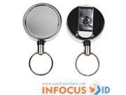 50 x Chrome Heavy Duty Card Reel with Key Ring for ID Cards Badges