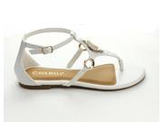 SUNNY DAY ARIO 14 WOMEN S GOLD TONE GRAPHIC LASER CUT EMBELLISHED Sandals Flip Flops
