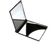 MakeupAcc® Fashional Magnifying Makeup Mirror Folding Portable Compact Pocket 8 LED Lights Black