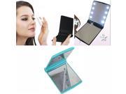 MakeupAcc® LED Make up Mirror Cosmetic Folding Portable Compact Pocket with 8 LED Lights Blue
