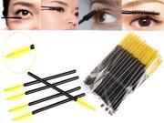 MakeupAcc® 50pcs Makeup Disposable Eyelash Mini Brushes Mascara Wands Applicator 50pcs Yellow