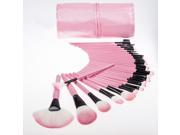 MakeupAcc® Pink Pro 32pcs Pouch Bag Case Superior Soft Cosmetic Makeup Brush Set Kit