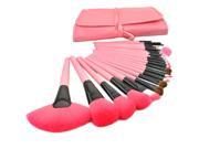 MakeupAcc® 24pcs Roll up Case Cosmetic Brushes Kits Pro Wooden Handle Makeup Brushes Tools Pink