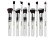 MakeupAcc® Professional Flat Top Synthetic Kabuki Cosmetic Makeup Brush 10pcs White
