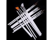 MakeupAcc® Nail Art Design Set Dotting Painting Drawing Polish Brush Pen Tools 15 pcs white