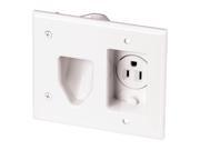 Cooper Wiring 35MRW Flat TV Recess Mount 1Receptacle MM Plate 1 Gang Recessed