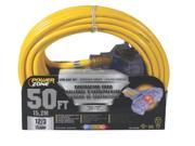 Cord Ext 12Awg 3C 50Ft 15A Yel Power Zone Extension Cords ORP611830 Yellow