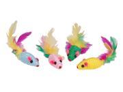 Chomper IDC40110 Kylie s Brites Feather Mouse Rattlers 4 Piece