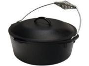 Lodge L8DO3 Dutch Oven With Spiral Bail Handle Iron Cover 5 Quart
