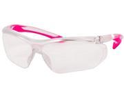 Forney 55428 Safety Glasses Parralax with Pink Flex Temple and Clear Frame Clear Lens