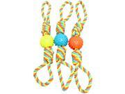 Chomper WB15533 Rope Bone With TPR Spiked Ball Dog Toy Assorted Colors