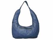 Blue Large Leather Hobo with Zippered Top