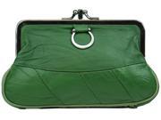 Green Leather Change Purse with Clasp Closure