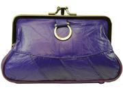 Purple Leather Change Purse with Clasp Closure