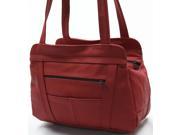 3 Compartments Tote Leather Bag Red