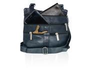 AFONiE Genuine Leather Fashion Cross Body Bag Navy Blue Color