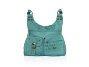 Washable Vegan Leather Series Casual Messenger Bags Baby Blue Color