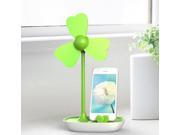 Cartoon Clover USB Small Fan with Phone Holder for The Desktop Ornaments