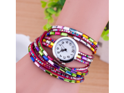 Bracelet Watches PU Leather Equipped with Sticky Beads Fashion Women Accessories Rounded Colorful Watches Bracelet