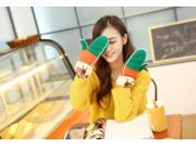 Tempting Woman Knitting Gloves Whole Finger Mittens Thicken Rainbow Yarn Knitting Buttons Girls Students Riding Gloves