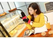 Tempting Woman Knitting Gloves Whole Finger Mittens Thicken Rainbow Yarn Knitting Buttons Girls Students Riding Gloves