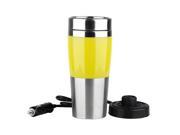 12V Stainless Steel Car Vacuum Insulation Cup Portable Coffee Travel Mug YELLOW