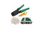 Cable Tester Crimp Crimper 100 Rj45 Cat5 Cat5e Connector Plug Network Tool Set