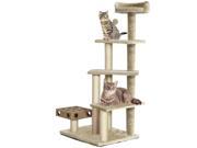 Furhaven Pet 96703 Cat Tree Tower Scratcher Play Stairs with Cat IQ Busy Box White