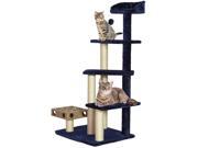 Furhaven Pet Tiger Tough Cat Tree Tower Scratcher Play Stairs with Cat IQ Busy Box Blue