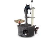 Furhaven Pet Tiger Tough Cat Home Base Playground Gray