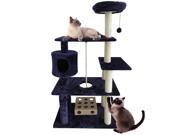 Furhaven Tiger Tough Cat Tree Tower Scratcher Deluxe Playground with Cat IQ and Rope Blue