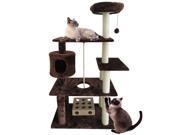 Furhaven Tiger Tough Cat Tree Tower Scratcher Deluxe Playground with Cat IQ and Rope Brown